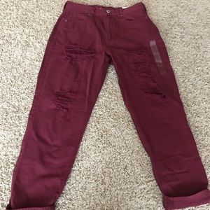 NWT maroon deep red American eagle mom jeans